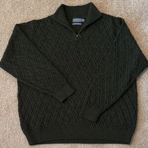 Talbots Men's Deep Green Zip-Up Sweater